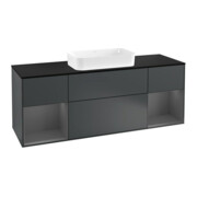 V&B Meuble sous lavabo avec plan de toilette bleu m Finion 160x60, étagère anthracite m laque, avec bleu m laque