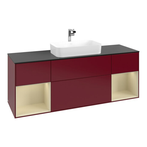 V&B Meuble sous lavabo avec plan de toilette bleu m Finion 160x60cm, étagère si Gr m Lac, Peony mat