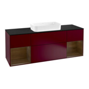 V&B Meuble sous lavabo avec plan de toilette bleu m Finion 160x60cm, Noyer plaqué, Pivoine mat