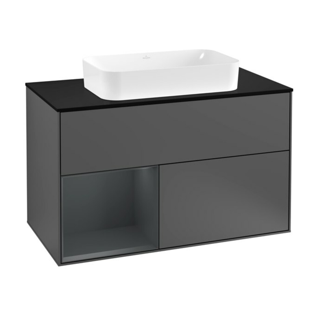 V&B Meuble sous lavabo avec plan de toilette Finion 100x60,3 cm, Anthracite mat