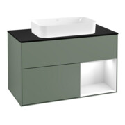 V&B Meuble sous lavabo avec plan de toilette Finion 100x60,3 cm, blanc brillant, laqué, huile, mat laqué