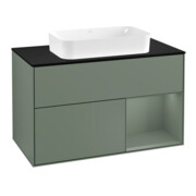 V&B Meuble sous lavabo avec plan de toilette Finion 100x60,3 cm, droite, olivier laqué