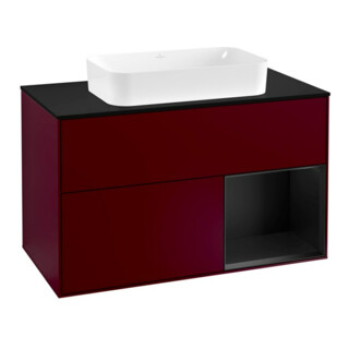 V&B Meuble sous lavabo avec plan de toilette Finion 100x60,3 cm, tiroir droit bleu mat Peony