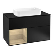 V&B Meuble sous lavabo avec plan de toilette Finion 100x60,3cm, rég. gauche, bleu mat laqué