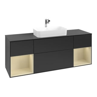 V&B Meuble sous lavabo avec plan de toilette Finion 160x60 cm, 1 porte, laqué bleu