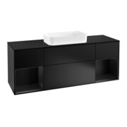 V&B Meuble sous lavabo avec plan de toilette Finion 160x60cm, bleu mat laqué