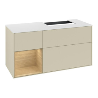 V&B Meuble sous lavabo avec plan de toilette Gl. blanc avec Finion 120 cm, tiroir gauche Oa ven, si Gr laque mate