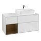 V&B Meuble sous lavabo avec plan de toilette Gl. blanc avec Finion 120 cm, tiroir gauche, placage noyer, laqué mat blanc-1