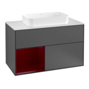V&B Meuble sous-lavabo avec plan de travail blanc Finion 100x60,3 cm, étagère gauche, anthracite mat