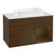 V&B Meuble sous-lavabo avec plan de travail blanc Finion 100x60,3 cm, placage noyer, placage noyer-1