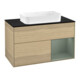 V&B Meuble sous lavabo avec plan de travail bleu Finion 100x60,3 cm, tiroir à droite, huile avec laque, placage Oa-1