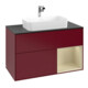V&B Meuble sous-lavabo avec plan de travail bleu Finion 100x60,3 cm, tiroirs droite gauche, laqué mat Peo-3