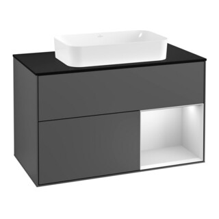V&B Meuble sous lavabo avec plan de travail bleu Finion 100x60,3cm, tiroir droit blanc mat, anthracite mat