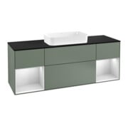 V&B Meuble sous-lavabo avec plan de travail bleu Finion 160x60cm, étagère blanche avec laque, huile avec laque