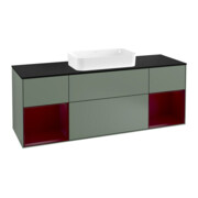 V&B Meuble sous lavabo avec plan de travail bleu Finion 160x60cm, étagère Peo avec laque, huile avec laque