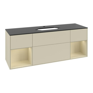V&B Meuble sous lavabo avec plan de travail bleu Finion 160x60cm, rangement gris mat laqué