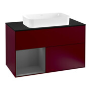 V&B Meuble sous-lavabo avec plan de travail bleu m Finion 100x60,3cm, étagère gauche anthracite m, Peo mat