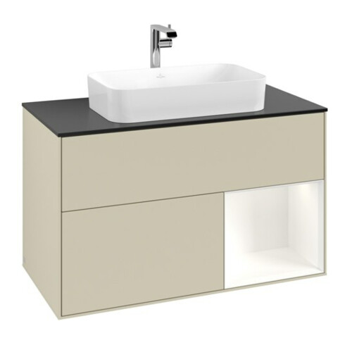 V&B Meuble sous lavabo avec plan de travail bleu m Finion 100x60,3cm, Rg droite blanc m Lac, si Gris m Lac