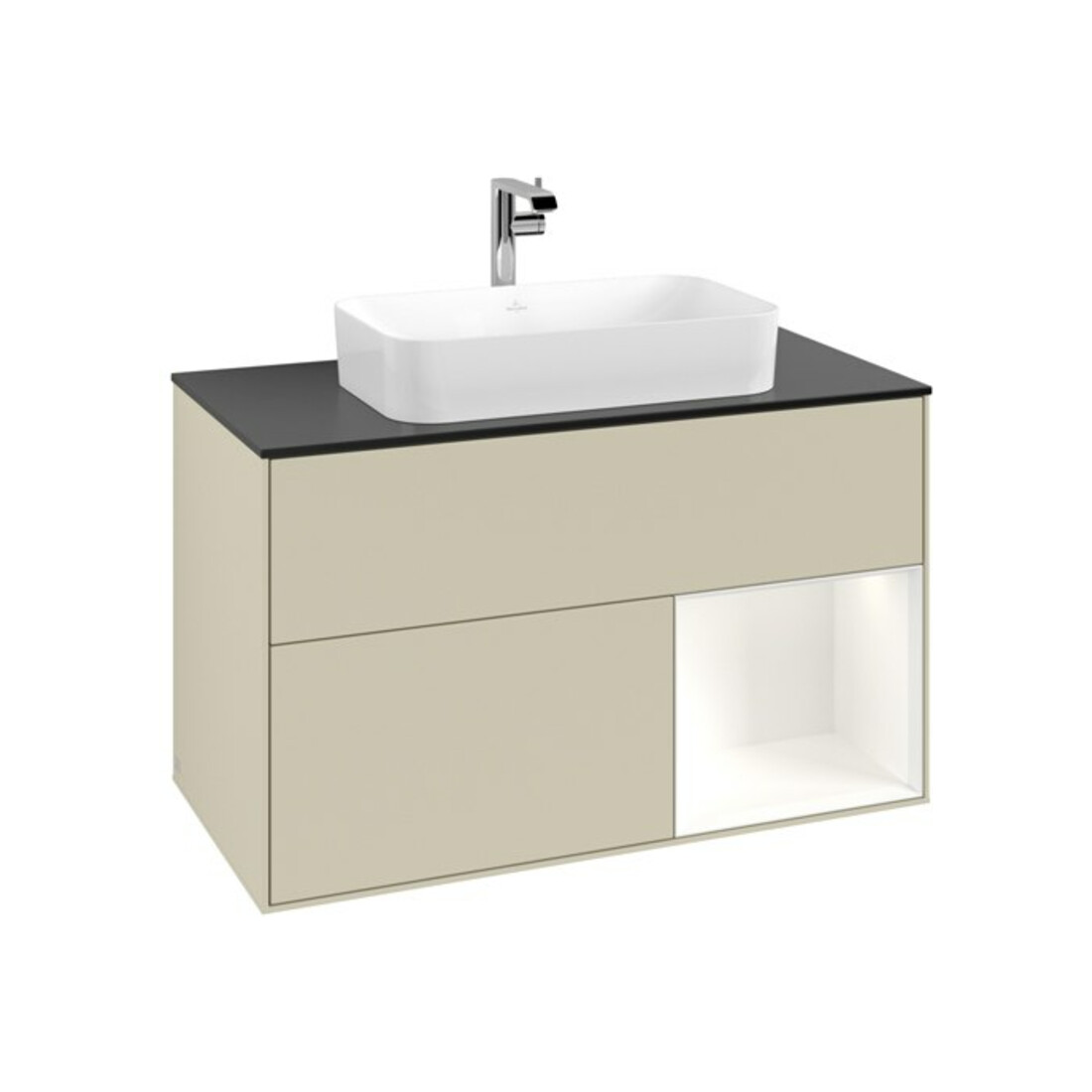 V&B Meuble sous lavabo avec plan de travail bleu m Finion 100x60,3cm, Rg droite blanc m Lac, si Gris m Lac
