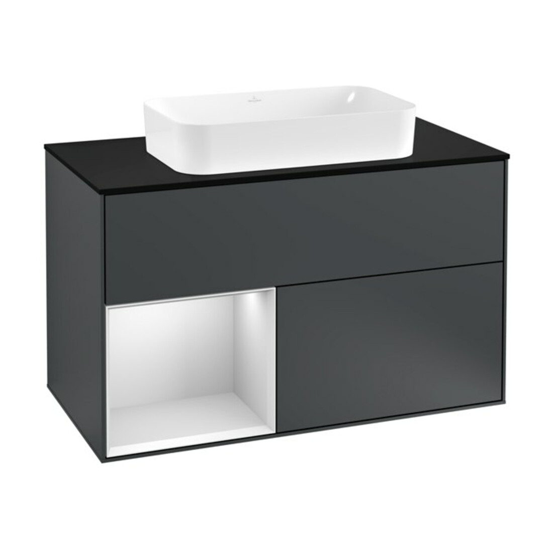 V&B Meuble sous lavabo avec plan de travail bleu m Finion 100x60,3cm, Rg l bl. m Lac