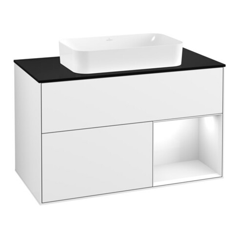 V&B Meuble sous lavabo avec plan de travail bleu m Finion 100x60,3cm, Rg r g wh. Lac, glaçage blanc