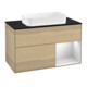 V&B Meuble sous-lavabo avec plan de travail bleu m Finion 100x60,3cm, tiroir droite blanc m laque, placage chêne-1