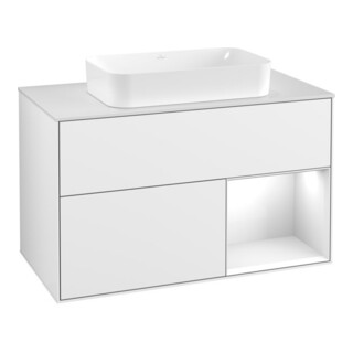 V&B Meuble sous lavabo avec plan de travail wh. m Finion 100x60,3cm, Rg r g wh. Lac, glaçage wh. Lac