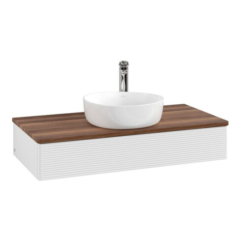 V&B Meuble sous-lavabo avec structure de façade Antao 100x19x50cm, HL, WBP w. wal, blanc brillant Lac