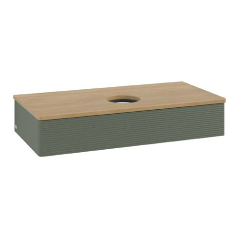 V&B Meuble sous lavabo avec structure de façade Antao 100x19x50cm, WBP chêne hon. Oa, lea gre. m Lac