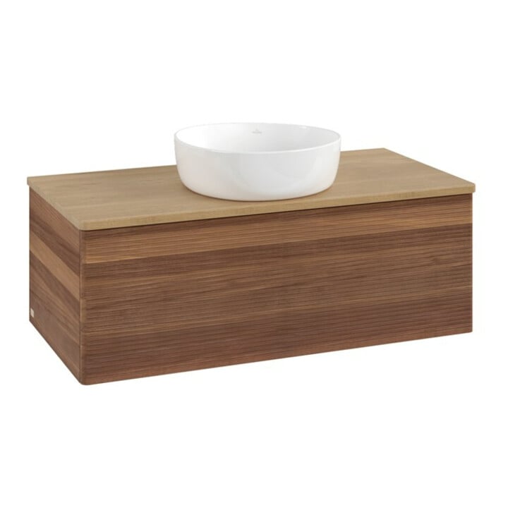 V&B Meuble sous lavabo avec structure de façade Antao 100x36x50cm, couleur WBP miel Oa, blanc wal