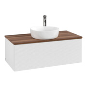 V&B Meuble sous-lavabo avec structure de façade Antao 100x36x50cm, HL, WBP chêne, blanc brillant Lac-4