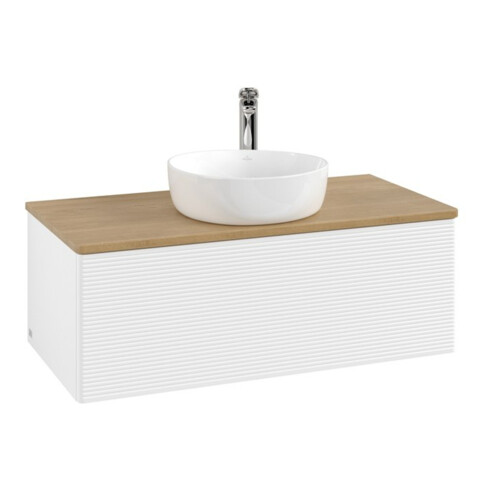 V&B Meuble sous lavabo avec structure de façade Antao 100x36x50cm, HL, WBP hon. Oa, blanc avec laque