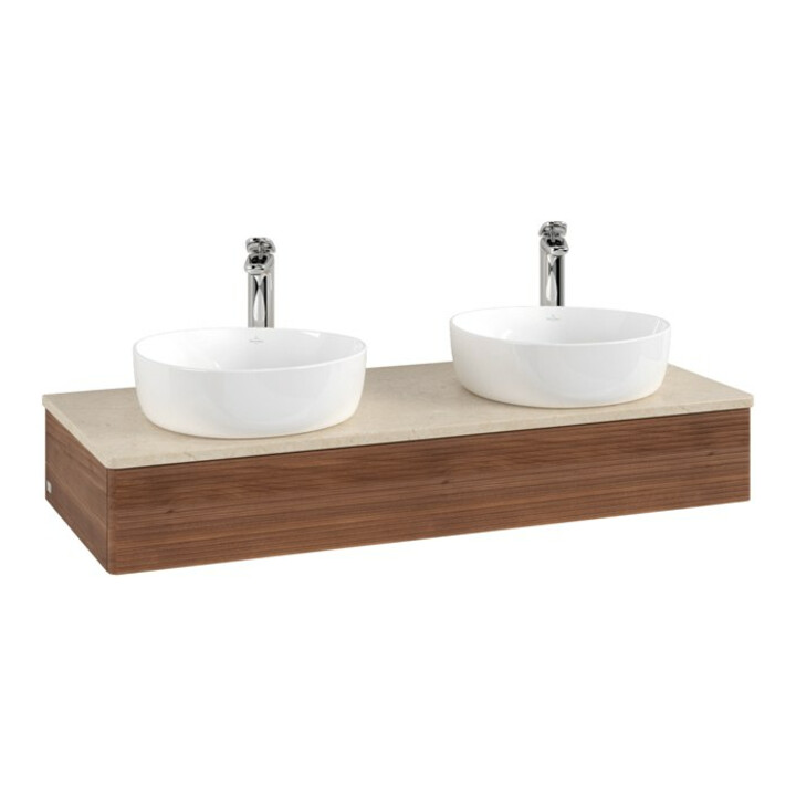 V&B Meuble sous lavabo avec structure de façade Antao 120x19x50 cm, HL, WBP botti., blanc noyer