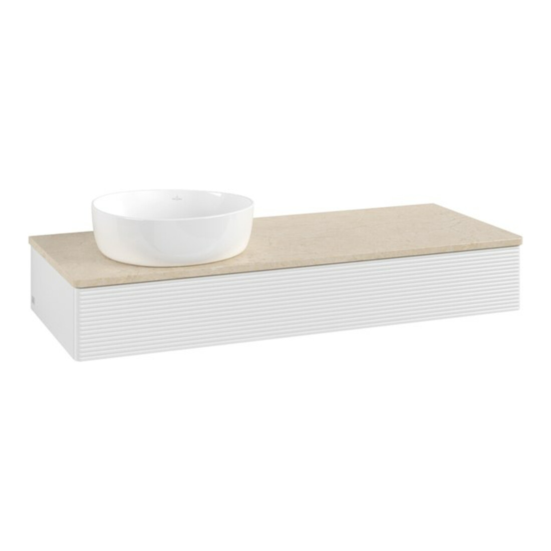 V&B Meuble sous lavabo avec structure de façade Antao 120x19x50cm, WBP botti., blanc brillant Lac