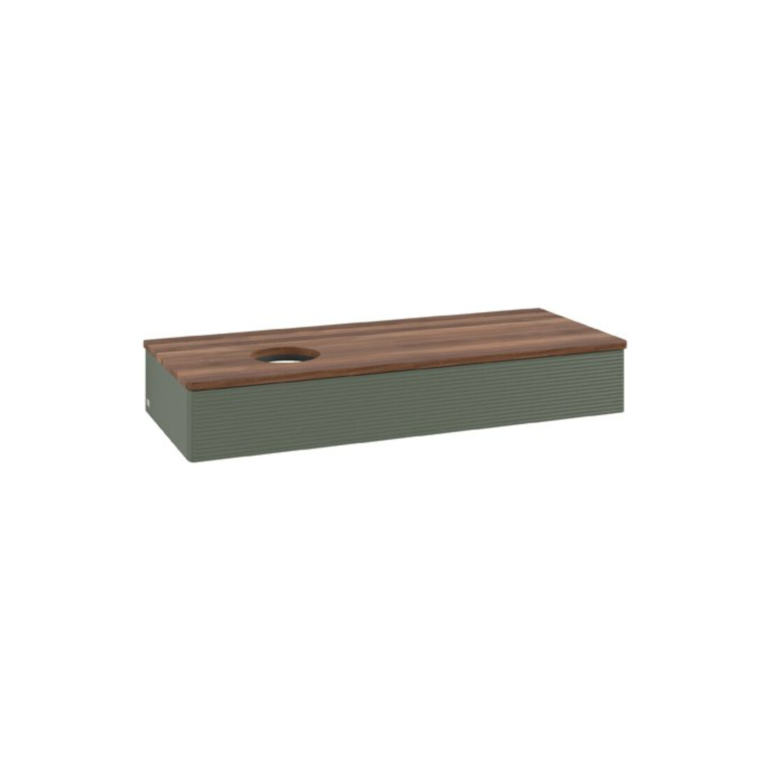 V&B Meuble sous lavabo avec structure de façade Antao 120x19x50cm, WBP chêne blanchi, cuir gris m Lac