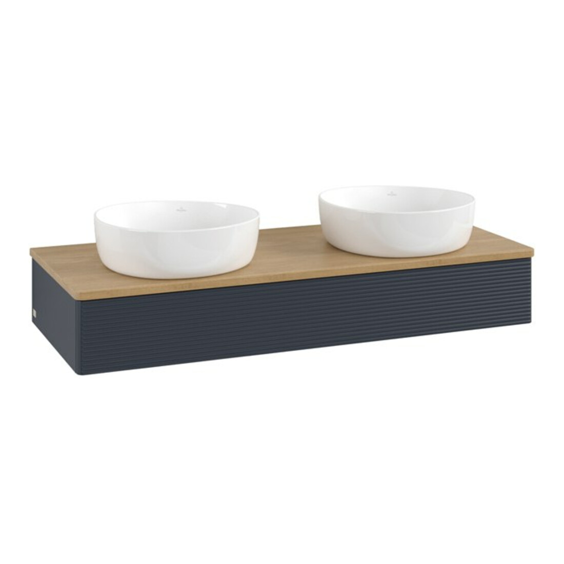 V&B Meuble sous lavabo avec structure de façade Antao 120x19x50cm, WBP chêne hon. Oa, avec bleu m Lac