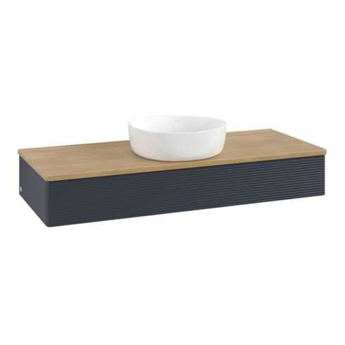 V&B Meuble sous lavabo avec structure de façade Antao 120x19x50cm, WBP chêne hon. Oa, avec bleu m Lac