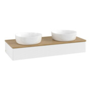 V&B Meuble sous lavabo avec structure de façade Antao 120x19x50cm, WBP chêne hon. Oa, blanc mat Lac-4