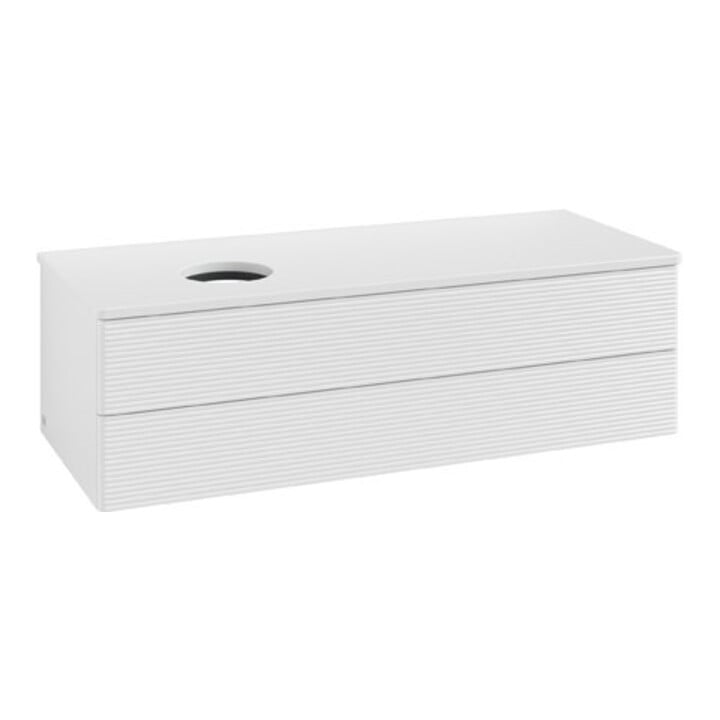 V&B Meuble sous-lavabo avec structure de façade Antao 120x36x50 cm, couleur WBP Lac, blanc brillant Lac