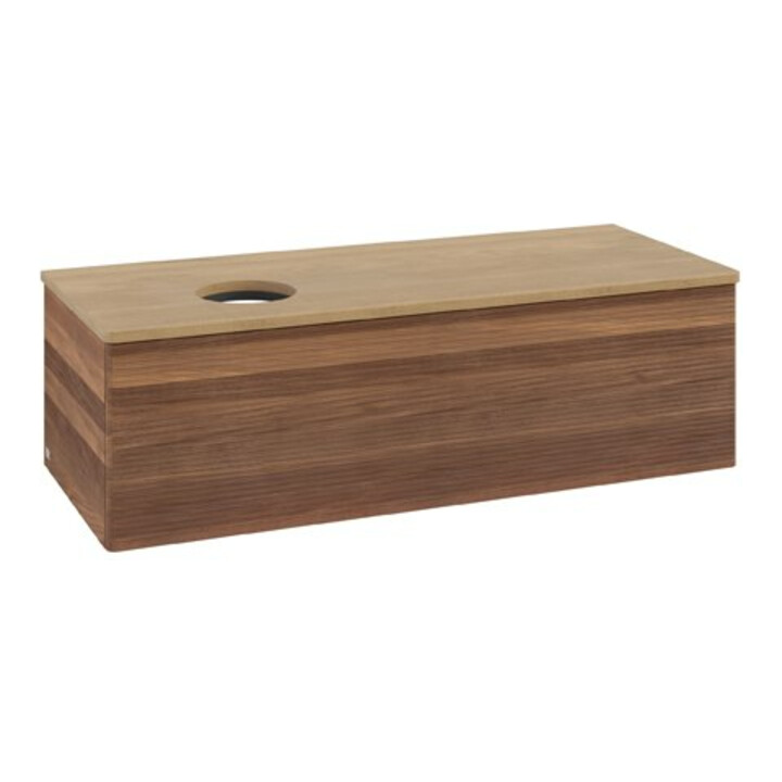 V&B Meuble sous-lavabo avec structure de façade Antao 120x36x50 cm, couleur WBP miel, blanc wal