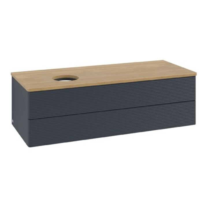V&B Meuble sous-lavabo avec structure de façade Antao 120x36x50 cm, WBP chêne hon. Oa, avec bleu m Lac