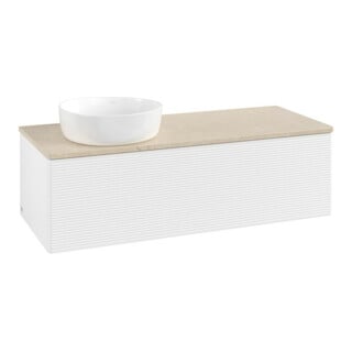 V&B Meuble sous lavabo avec structure de façade Antao 120x36x50cm, couleur WBP botti., blanc avec laque