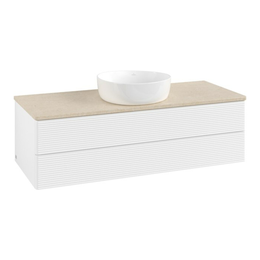 V&B Meuble sous lavabo avec structure de façade Antao 120x36x50cm, couleur WBP botti., blanc mat