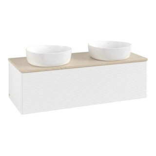 V&B Meuble sous lavabo avec structure de façade Antao 120x36x50cm, couleur WBP botti, blanc mat Lac