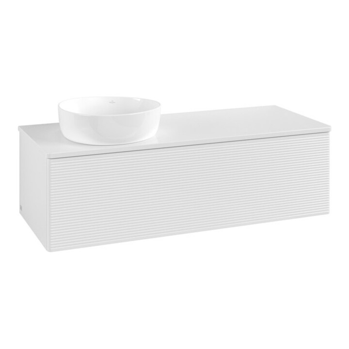 V&B Meuble sous lavabo avec structure de façade Antao 120x36x50cm, couleur WBP Lac, blanc brillant Lac