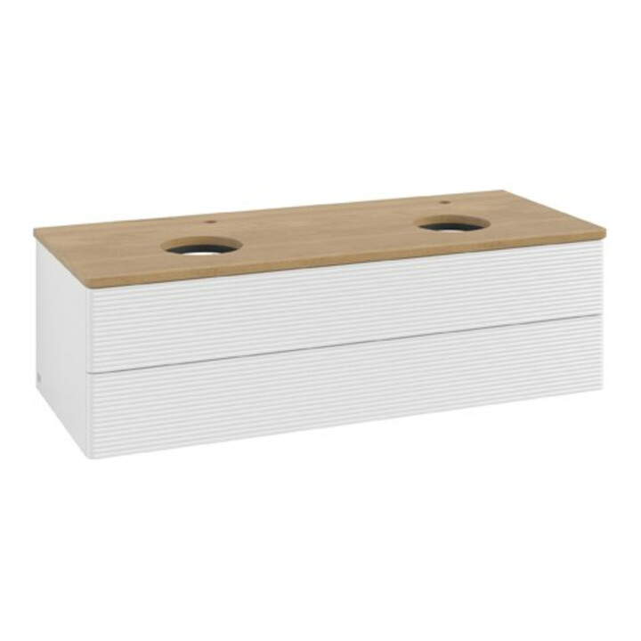 V&B Meuble sous lavabo avec structure de façade Antao 120x36x50cm, HL, WBP hon. Oa, blanc brillant Lac