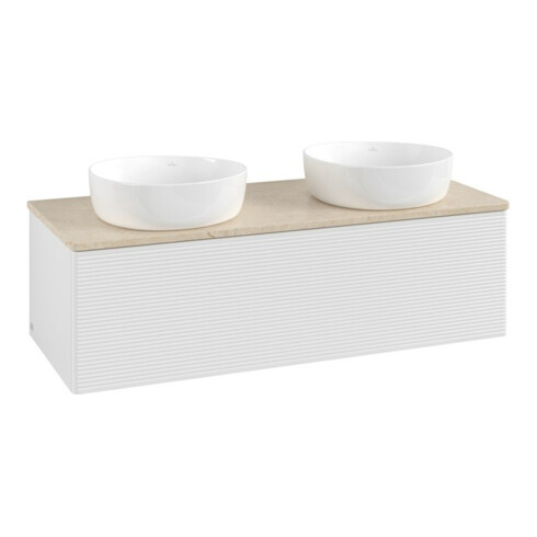 V&B Meuble sous-lavabo avec structure de façade Antao 120x36x50cm, WBP botti., blanc brillant Lac