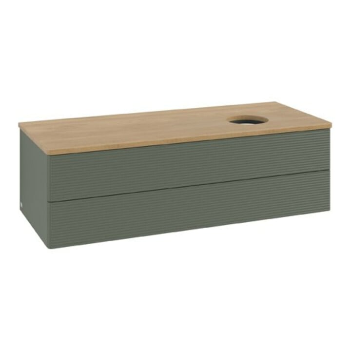 V&B Meuble sous lavabo avec structure de façade Antao 120x36x50cm, WBP chêne hon. Oa, gris clair m Lac