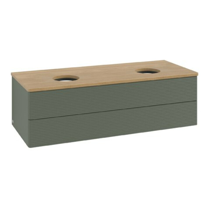 V&B Meuble sous lavabo avec structure de façade Antao 120x36x50cm, WBP chêne hon. Oa, laque grise m