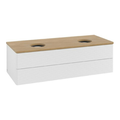 V&B Meuble sous-lavabo avec structure de façade Antao 120x36x50cm, WBP hon. Oa, blanc brillant Lac